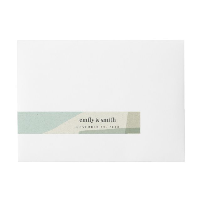 MODERN ABSTRACT SOFT AQUA BLUE ARTISTIC WEDDING WRAPAROUND ADDRESS LABEL (Front)
