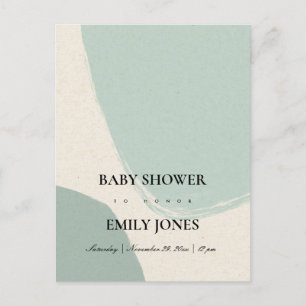 MODERN ABSTRACT SOFT AQUA BLUE KRAFT BABY SHOWER INVITATION POSTCARD
