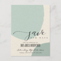 MODERN ABSTRACT SOFT AQUA BLUE KRAFT SAVE THE DATE