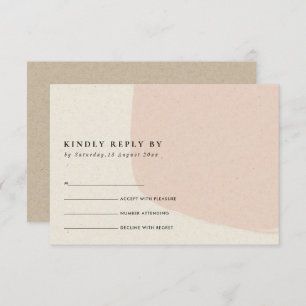 MODERN ABSTRACT SOFT BLUSH PINK KRAFT WEDDING RSVP ENCLOSURE CARD