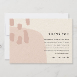 MODERN ABSTRACT SOFT BLUSH PINK KRAFT WEDDING THANK YOU CARD