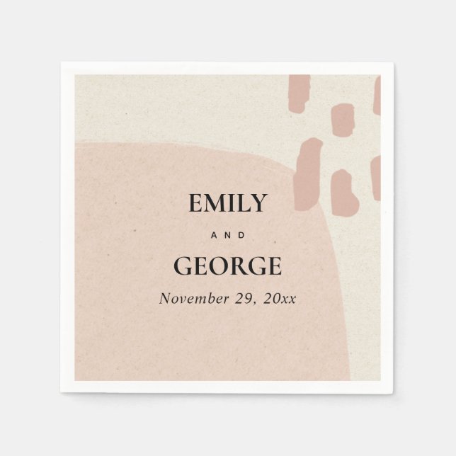 MODERN ABSTRACT SOFT KRAFT BLUSH PINK WEDDING NAPKIN (Front)