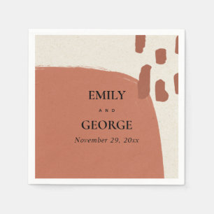 MODERN ABSTRACT SOFT KRAFT TERRACOTTA WEDDING NAPKIN