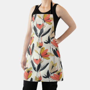 Modern Abstract Spring Floral All-Over Print Apron