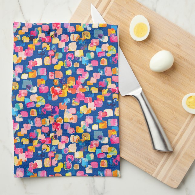 Modern Abstract Square Pattern Tea Towel (Quarter Fold)