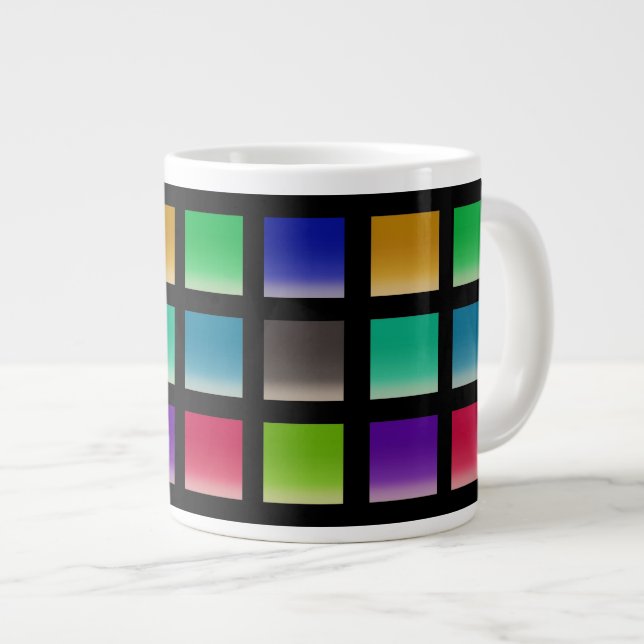 Modern Abstract Squares Pattern Large Coffee Mug (Front Right)