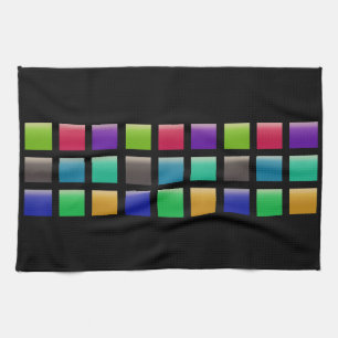 Modern Abstract Squares Pattern Tea Towel