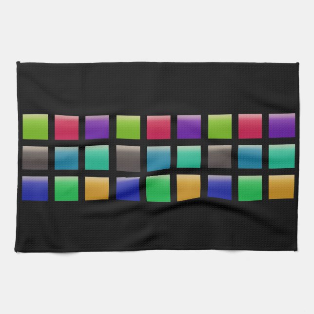 Modern Abstract Squares Pattern Tea Towel (Horizontal)