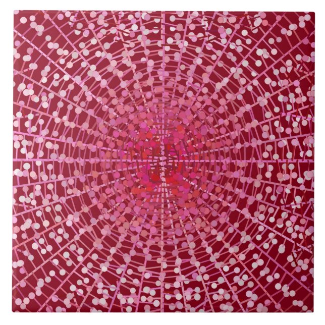 Modern Abstract Starburst, Burgundy and Pink Tile (Front)