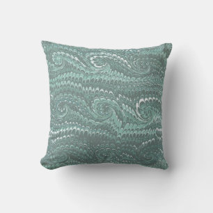 Modern Abstract Steel Blue Swirls Marble Pattern Cushion