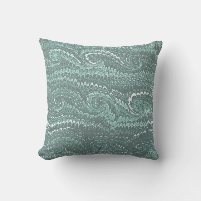 Modern Abstract Steel Blue Swirls Marble Pattern Cushion (Front)