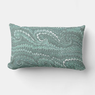 Modern Abstract Steel Blue Swirls Marble Pattern Lumbar Cushion