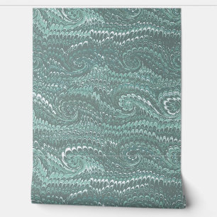 Modern Abstract Steel Blue Swirls Marble Pattern Wallpaper