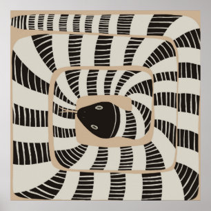 Modern Abstract Striped Banded Snake   Snake Lover Poster
