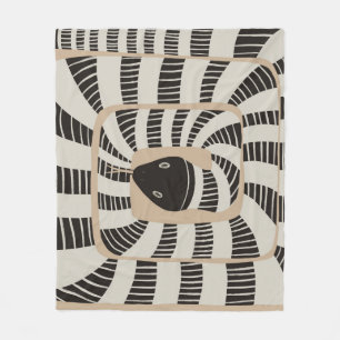Modern Abstract Striped Snake Neutral Colours Fleece Blanket