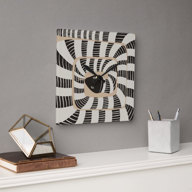 Modern Abstract Striped Snake | Snake Lovers Square Wall Clock (Office)