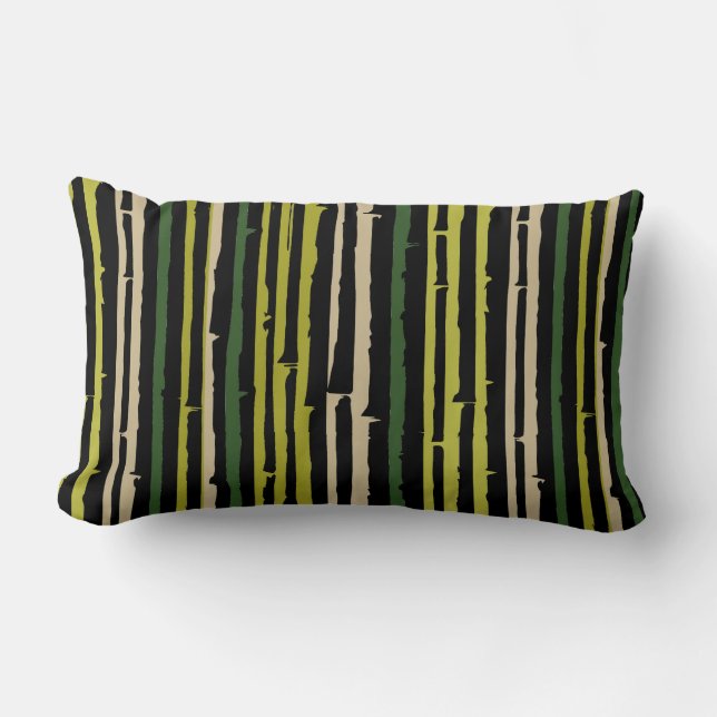 Modern Abstract Stripes Black Lumbar Cushion (Front)