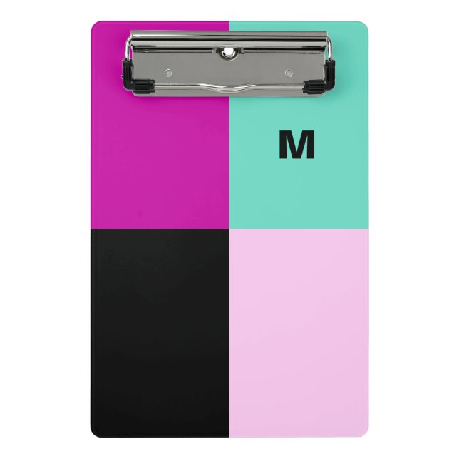 Modern Abstract Stylish Monogram Colour Block Mini Clipboard (Front)