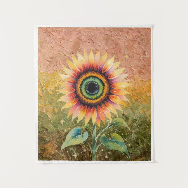 Modern Abstract Sunflower Art Tapestry (Front)