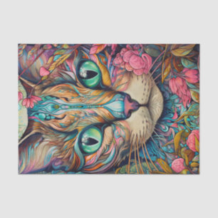 Modern Abstract Tabby Cat Tissue Paper