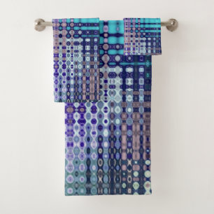 Modern Abstract Teal and Purple Pattern Bath Towel Set