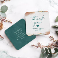 Modern Abstract Teal & Copper Wedding Thank You