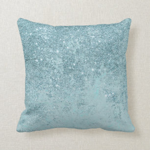 Modern abstract teal glitter blush tones marble cushion