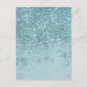 Modern abstract teal glitter blush tones marble postcard