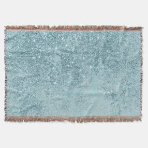 Modern abstract teal glitter blush tones marble throw blanket
