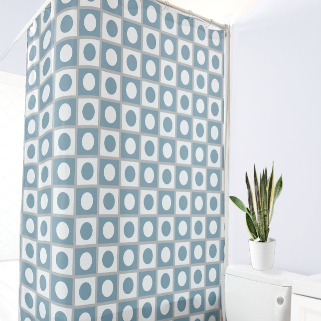 Modern Abstract Teal & White Shower Curtain (Creator Uploaded)