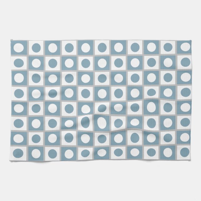 Modern Abstract Teal & White Tea Towel (Horizontal)