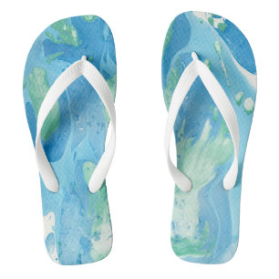 Modern Abstract Template Blue Green White Trendy Thongs