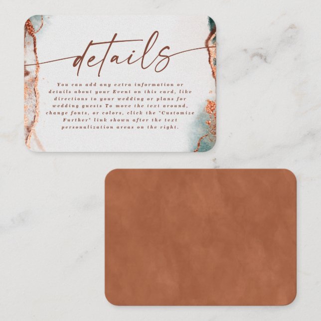 Modern Abstract Terra Cotta Fall Wedding Details Enclosure Card (Front/Back)