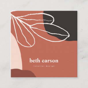 Modern Abstract Terracota White Organic Shapes Square Business Card