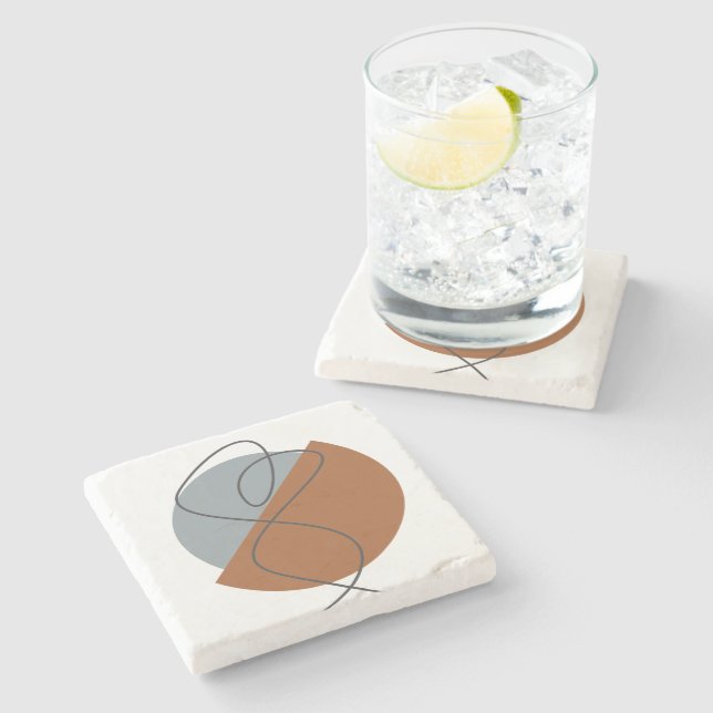 Modern Abstract Terracotta and Grey - Dancer Stone Coaster (Side)