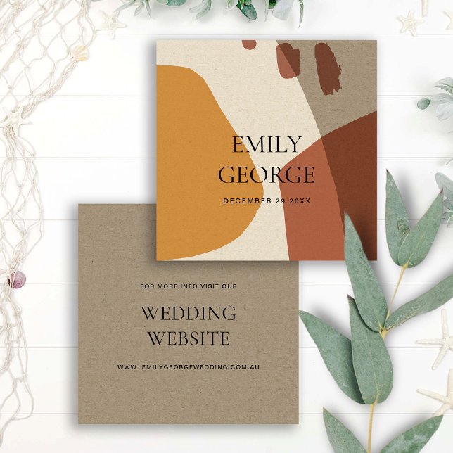 MODERN ABSTRACT TERRACOTTA ART WEDDING WEBSITE SQUARE BUSINESS CARD (Creator Uploaded)