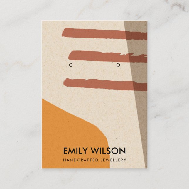 MODERN ABSTRACT TERRACOTTA RED ART EARRING DISPLAY BUSINESS CARD (Front)