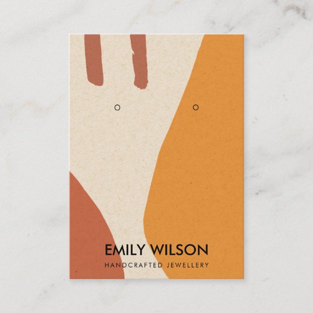 MODERN ABSTRACT TERRACOTTA RED ART EARRING DISPLAY BUSINESS CARD (Front)