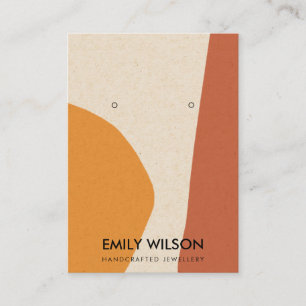 MODERN ABSTRACT TERRACOTTA RED ART EARRING DISPLAY BUSINESS CARD