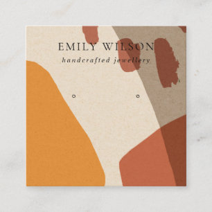 MODERN ABSTRACT TERRACOTTA RED ART EARRING DISPLAY SQUARE BUSINESS CARD
