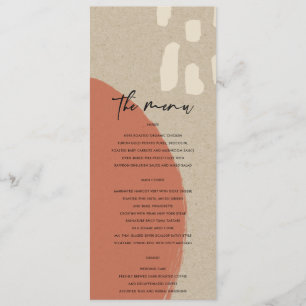 MODERN ABSTRACT TERRACOTTA RED KRAFT WEDDING MENU