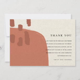MODERN ABSTRACT TERRACOTTA RED KRAFT WEDDING THANK THANK YOU CARD