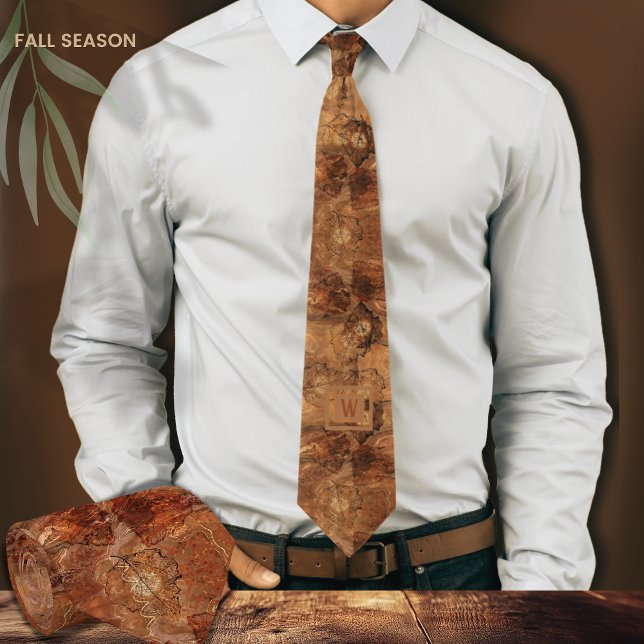 Modern Abstract Terracotta Rustic Brown Monogram  Tie (Modern Abstract Terracotta Rustic Brown Monogram Neck Tie)