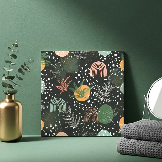 Modern Abstract Terrazzo & Botanical Collage  Ceramic Tile (Creator Uploaded)
