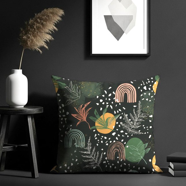 Modern Abstract Terrazzo & Botanical Collage  Cushion (Creator Uploaded)