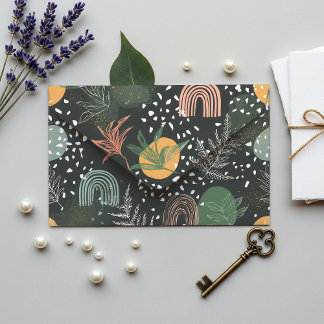 Modern Abstract Terrazzo & Botanical Collage Envelope