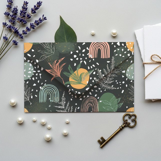 Modern Abstract Terrazzo & Botanical Collage  Envelope (Creator Uploaded)