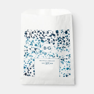 Modern Abstract Terrazzo Mosaic Blue Wedding Favour Bag