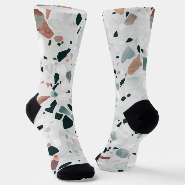 Modern Abstract Terrazzo Pattern Socks (Angled)