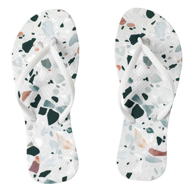 Modern Abstract Terrazzo Pattern Thongs (Footbed)